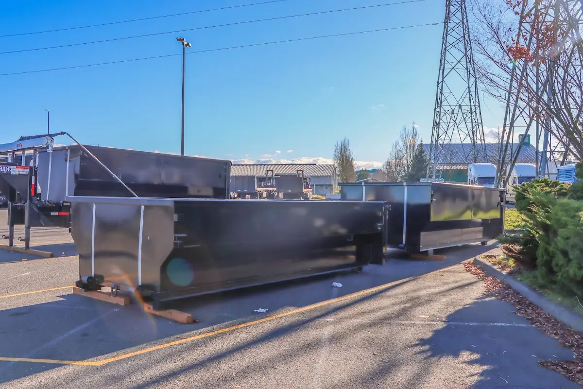 Roll-off dumpster ready for waste disposal at job site for 40 Yard Dumpster Rental in Humble
